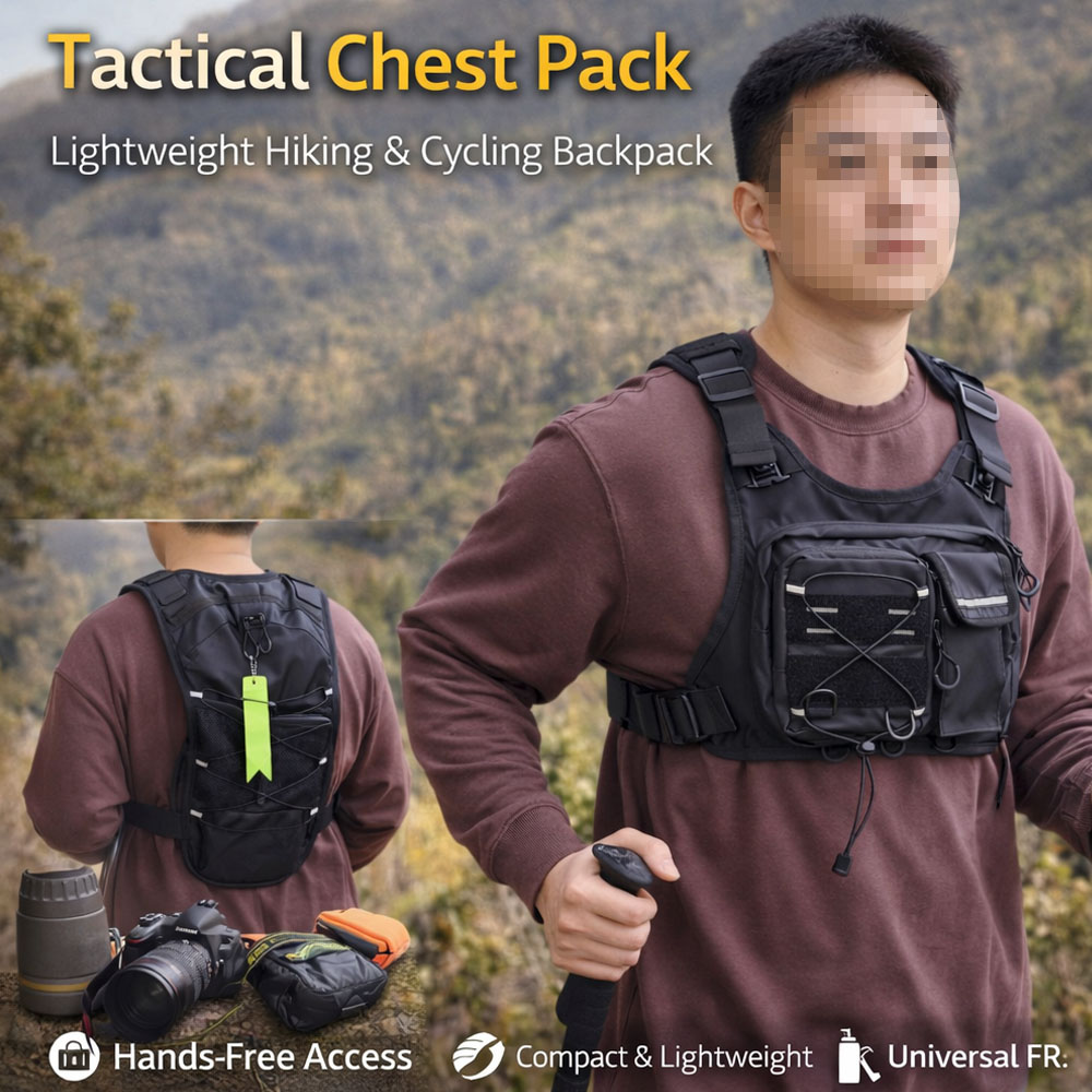 Running Gear Bag For Men - Tactische vest borsttas met 2L waterzak,