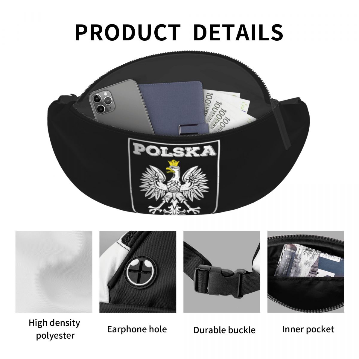 Crossbody heuptas Polska Logo  - Running Gear Bag For Men recensie en prijs